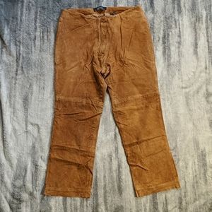 Genuine suede cropped pants